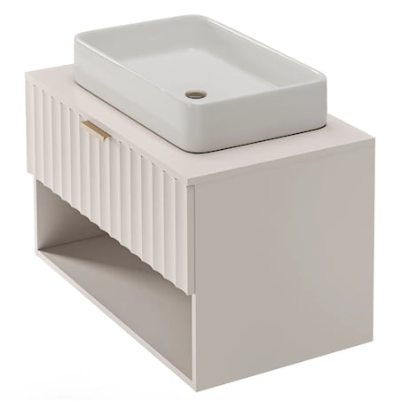 Szafka pod umywalkę z blatem 46,6x80x49,6 cm, ryflowana BADONY