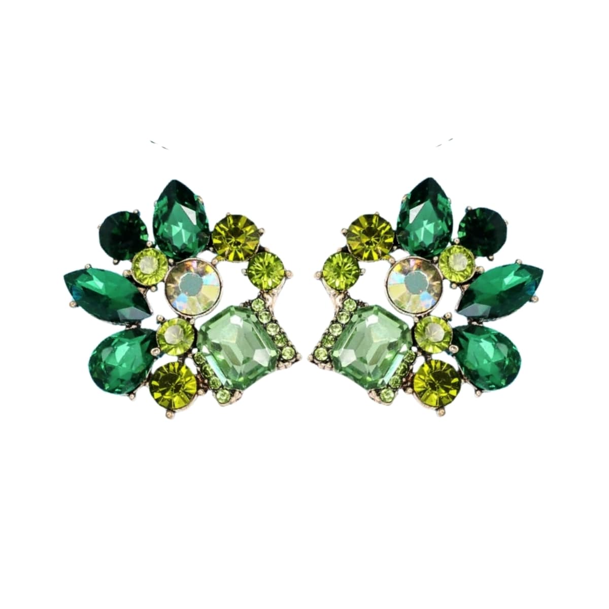 Kolorowe zielone SZMARAGD kolczyki cyrkonie złote krótkie kolczyki sztyft