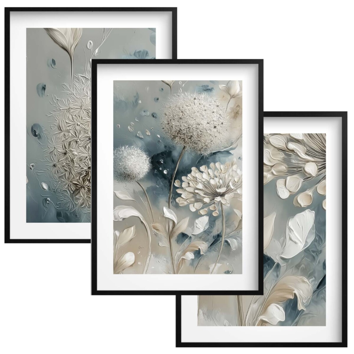 Nowoczesne Obrazy Plakaty Kwiaty w Beżu Szarości na ścianę do salonu 30x40