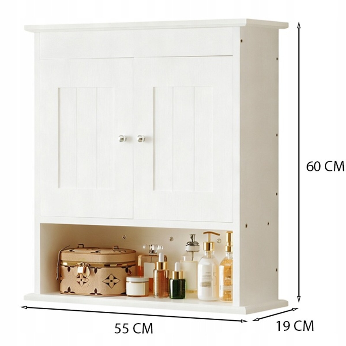 Szafka łazienkowa wisząca biała ścienna półki loft