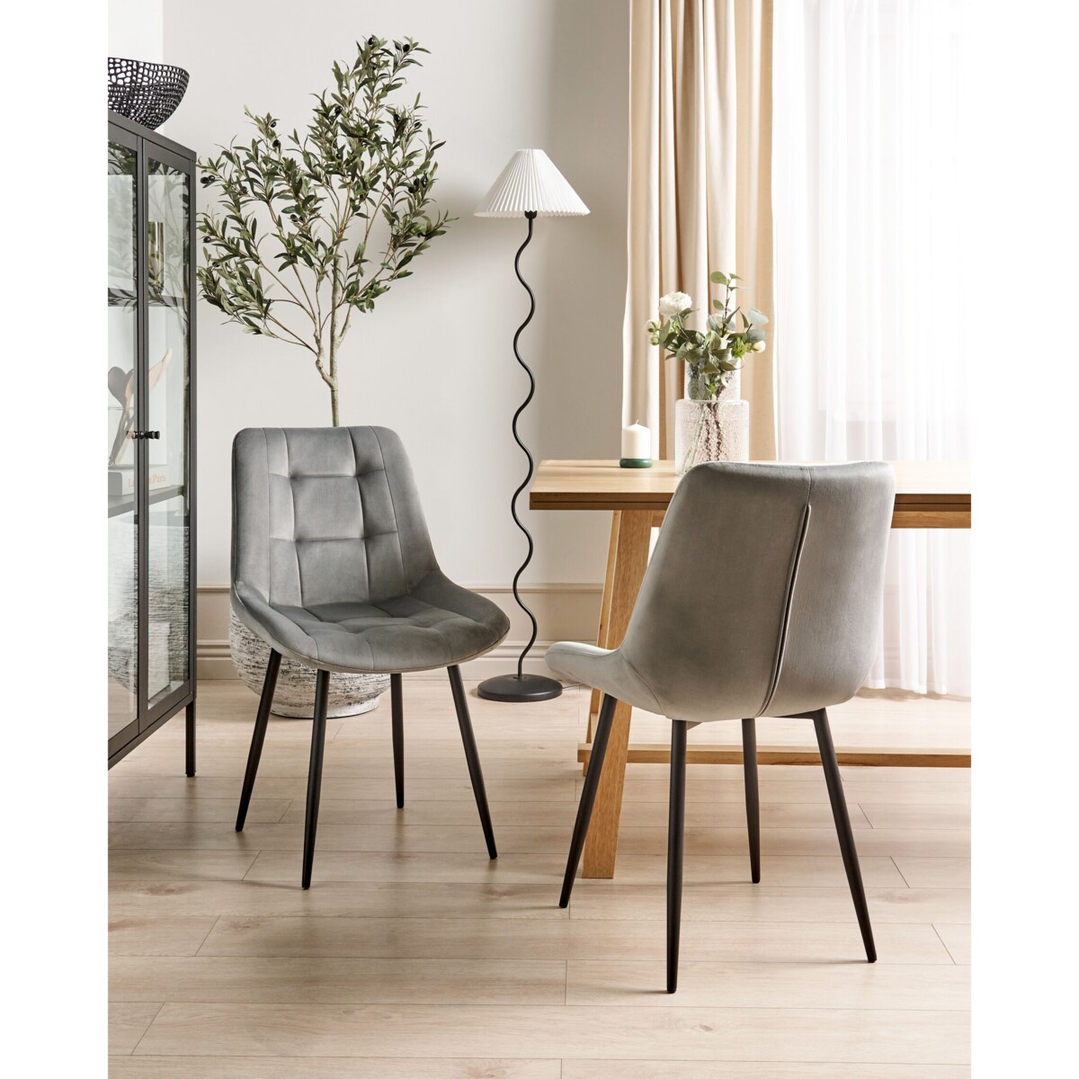 Zestaw 2 krzeseł do jadalni welurowy szary MELROSE