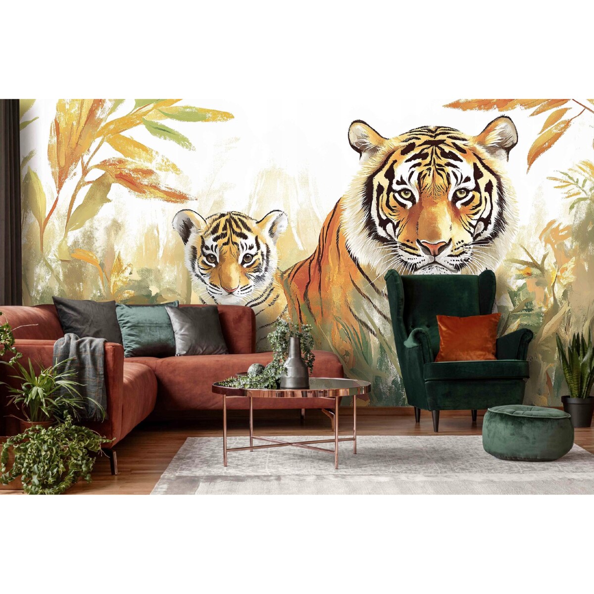 Fototapeta Dla Dzieci Na Flizelinie Tygrys Dżungla Beżowy 300x210