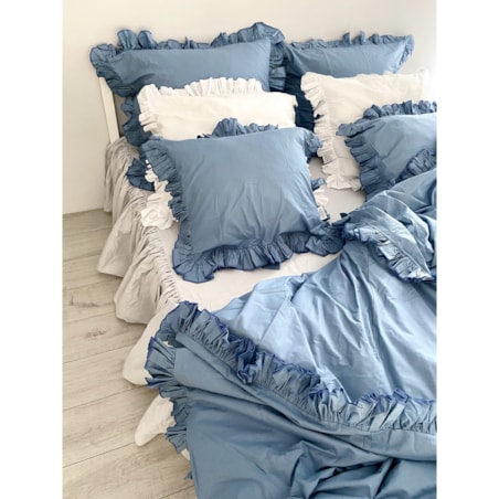 Prześcieradło Na Łóżko Bawełniane Z Ozdobną Falbanką 140X200 Cm Jasnoszare