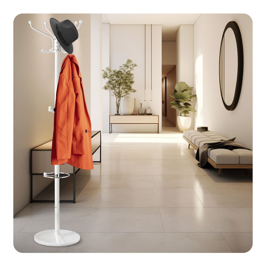 Wieszak na ubrania stojący podłogowy marmur biały Massido