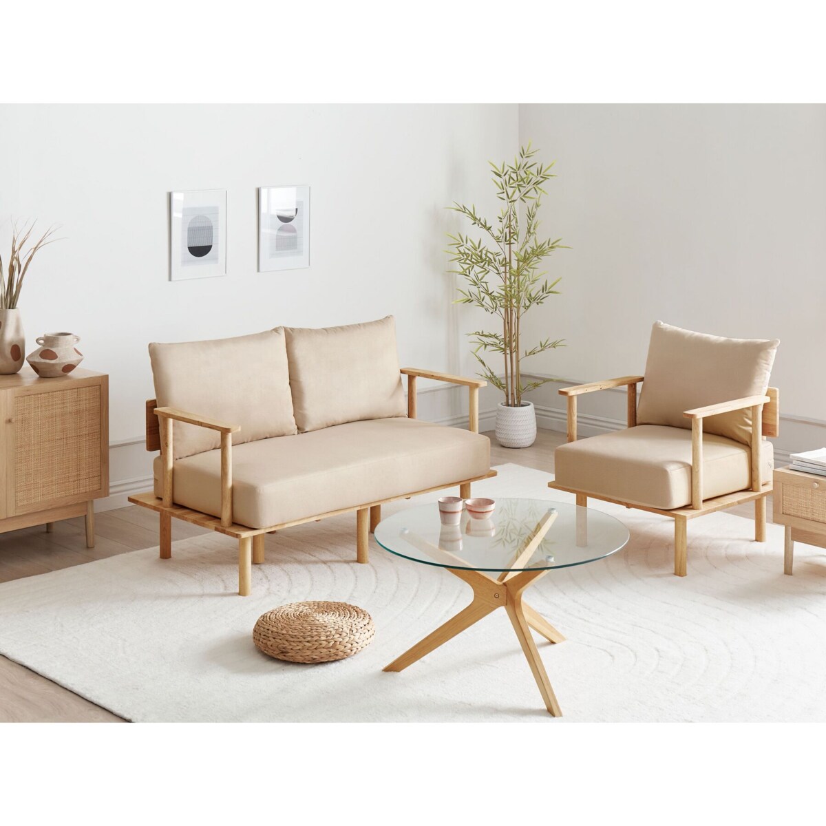 Komplet wypoczynkowy 3-osobowy beżowy ASKER