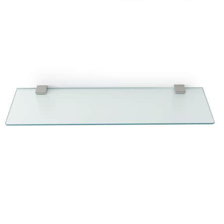 Dekoracyjna szklana półka mrożona transparentna do łazienki 80x13 cm, srebrne uchwyty