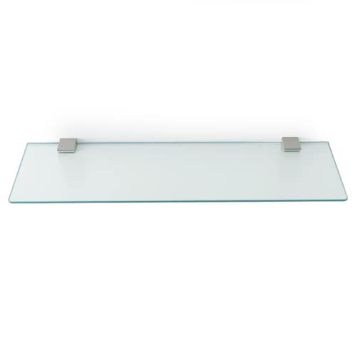Dekoracyjna szklana półka mrożona transparentna do łazienki 80x13 cm, srebrne uchwyty