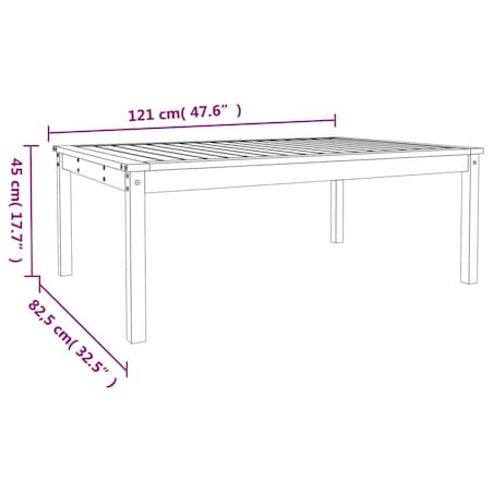 vidaXL Stolik ogrodowy, 121x82,5x45 cm, lite drewno daglezjowe