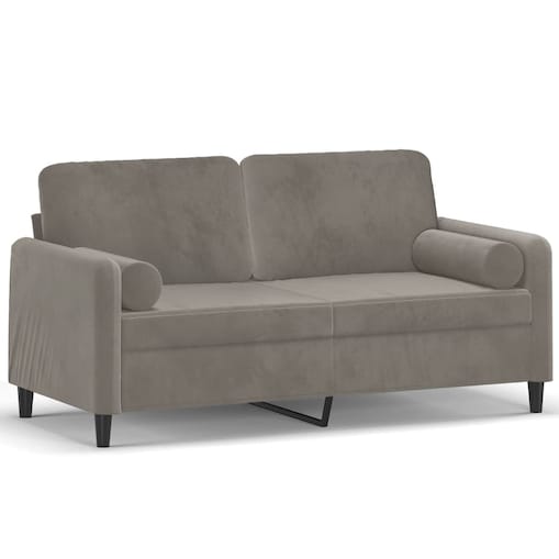 vidaXL 2-osobowa sofa z poduszkami, jasnoszara, 140 cm, aksamit