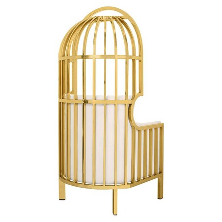 Welurowy fotel klatka Lord KH1501100109 metal beżowy złoty, King Home