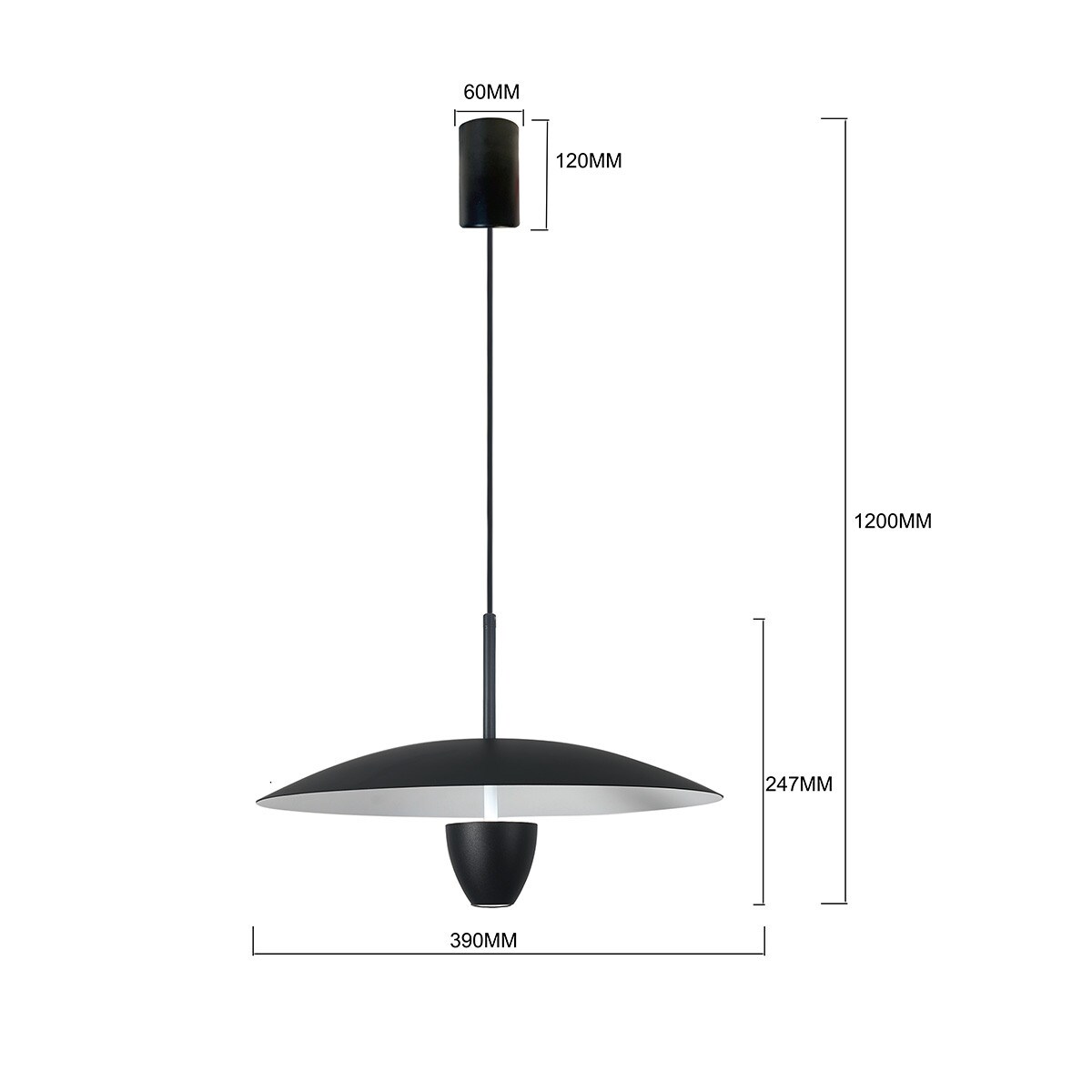 Lampa wisząca Light Prestige Ufo czarny LED CCT 3000K/4000K/6000K (regulowana) 1 szt.