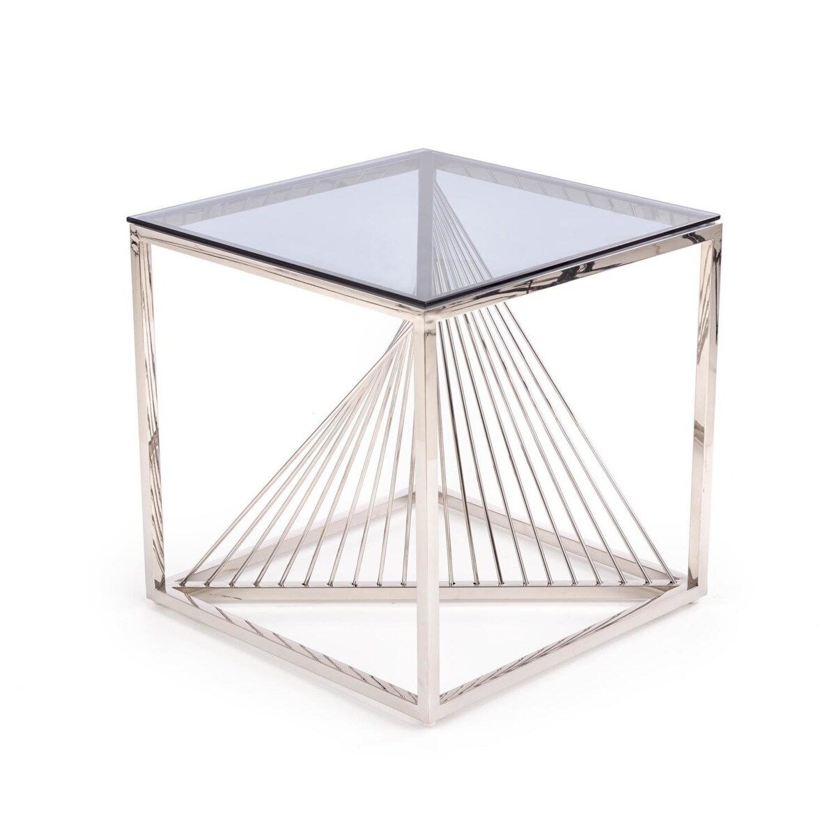 STOLIK KAWOWY Infinity S SZKLANY BLAT stalowa podstawa