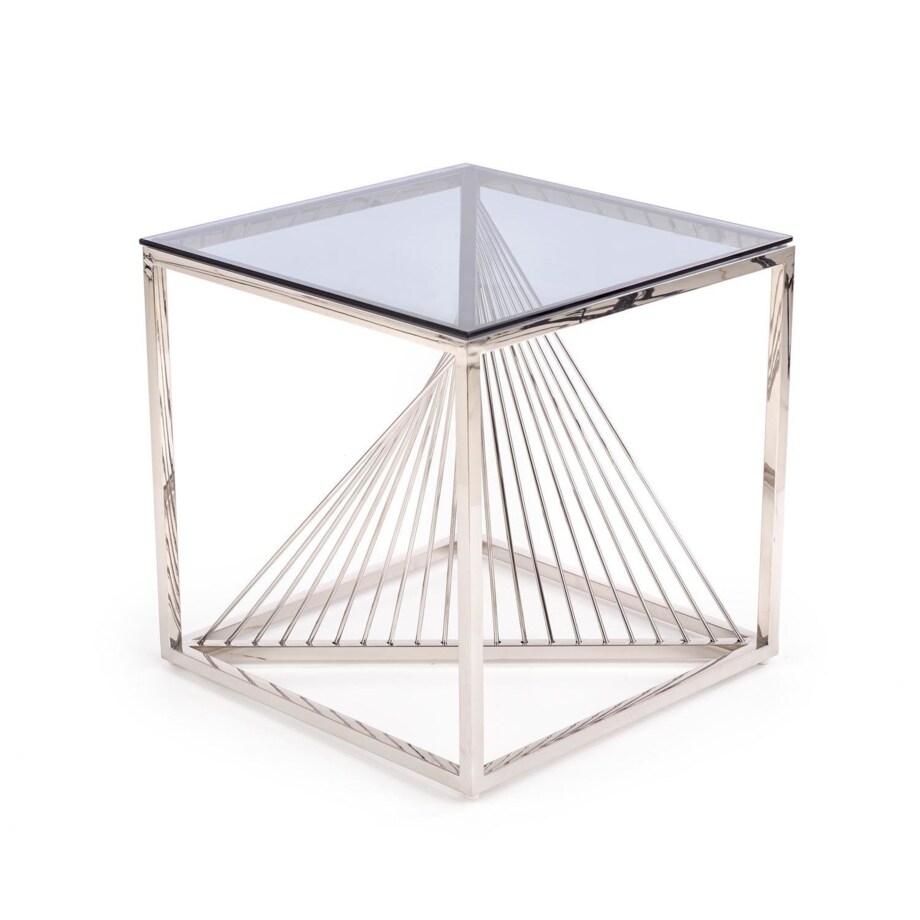 STOLIK KAWOWY Infinity S SZKLANY BLAT stalowa podstawa