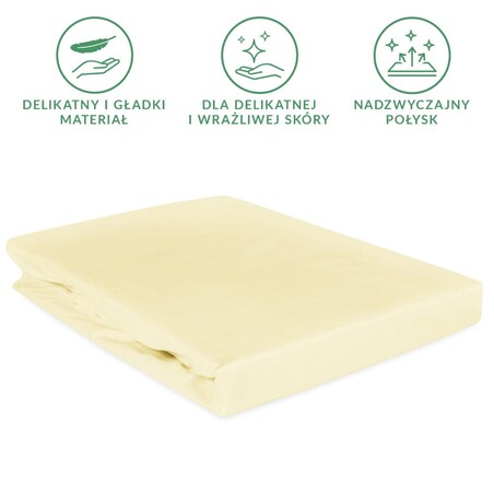 Prześcieradło satynowe z gumką kremowe 90 x 200 cm