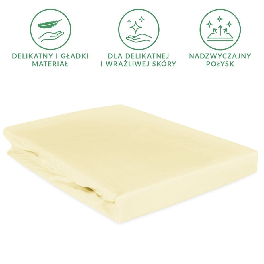 Prześcieradło satynowe z gumką kremowe 90 x 200 cm