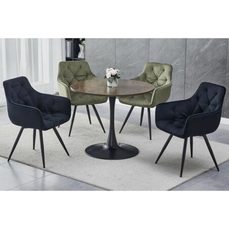 Stół okrągły AMADEO II 90x90 orzech/czarny