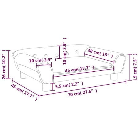 vidaXL Sofa dla dzieci, jasnoszara, 70x45x26 cm, aksamit