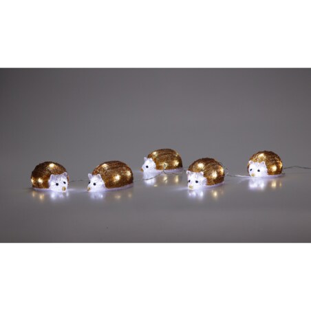 Łańcuch świetlny z 5 LED z motywem jeży, 200 cm