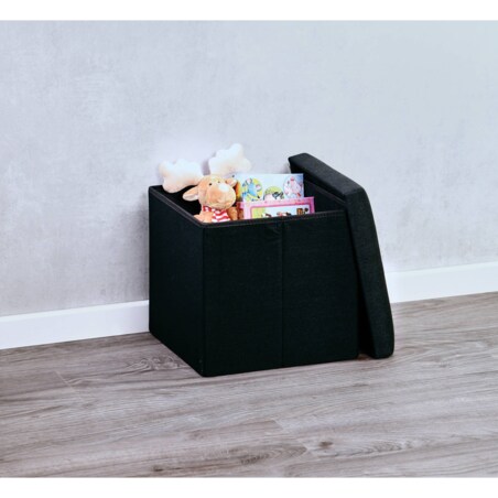 Pufa ze schowkiem, imitacja lnu, 38 x 38 cm