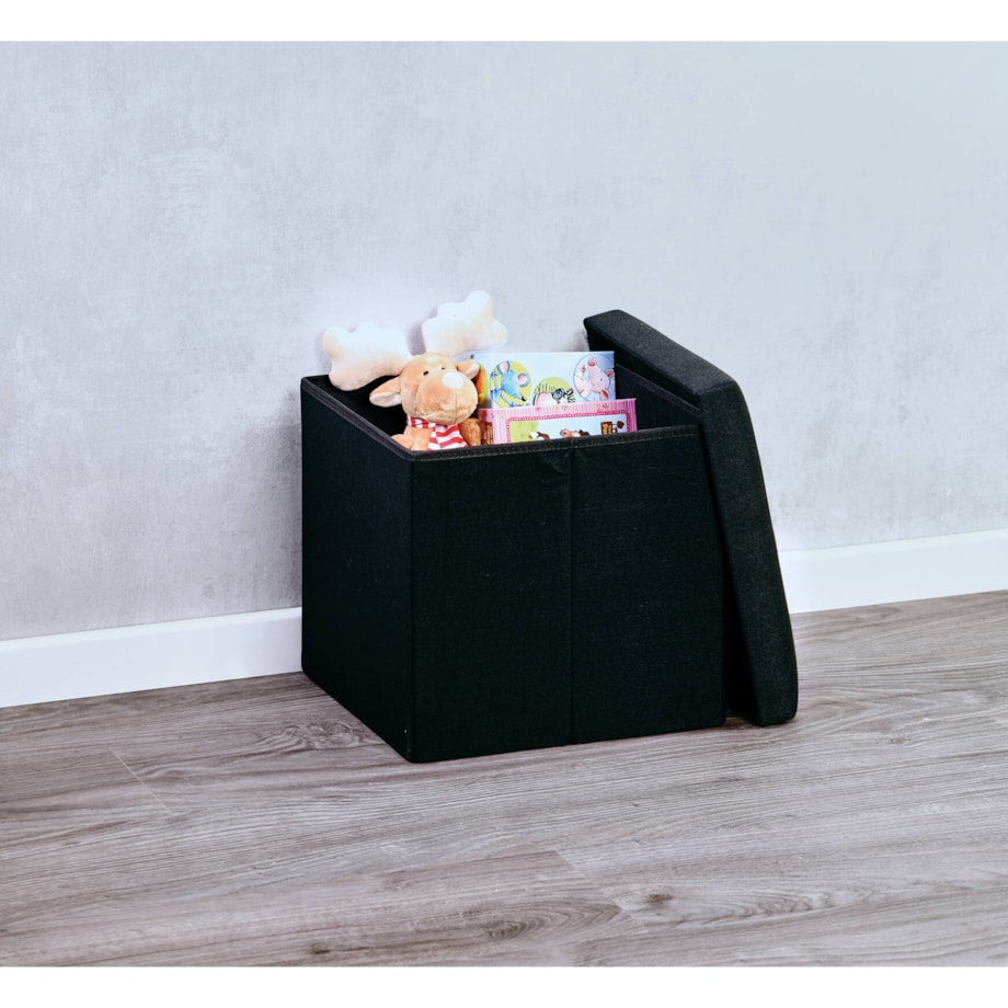 Pufa ze schowkiem, imitacja lnu, 38 x 38 cm