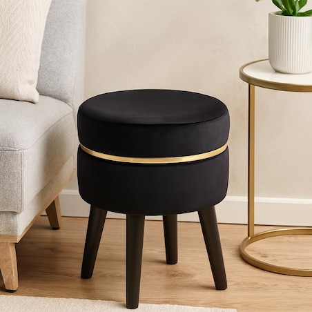 Pufa taboret dekoracyjny 40,5xØ35 cm PARIGI czarny