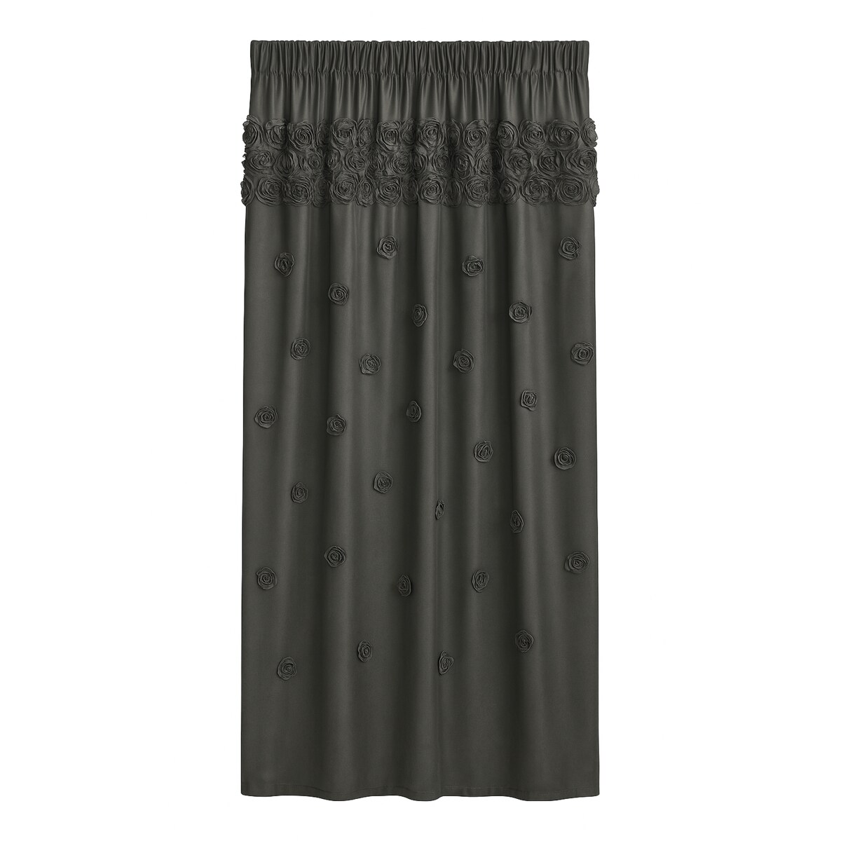 Zasłona welurowa "french roses" z wyszywanymi różami 140x270 cm taśma | szary