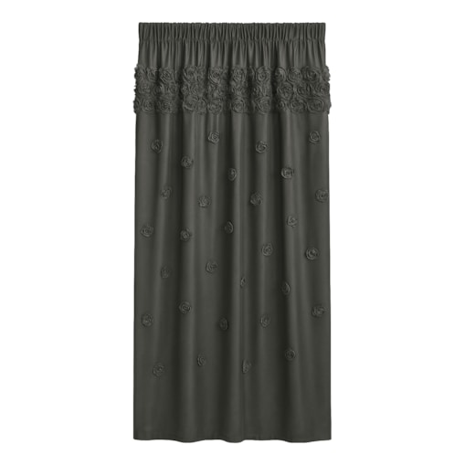 Zasłona welurowa "french roses" z wyszywanymi różami 140x270 cm taśma | szary