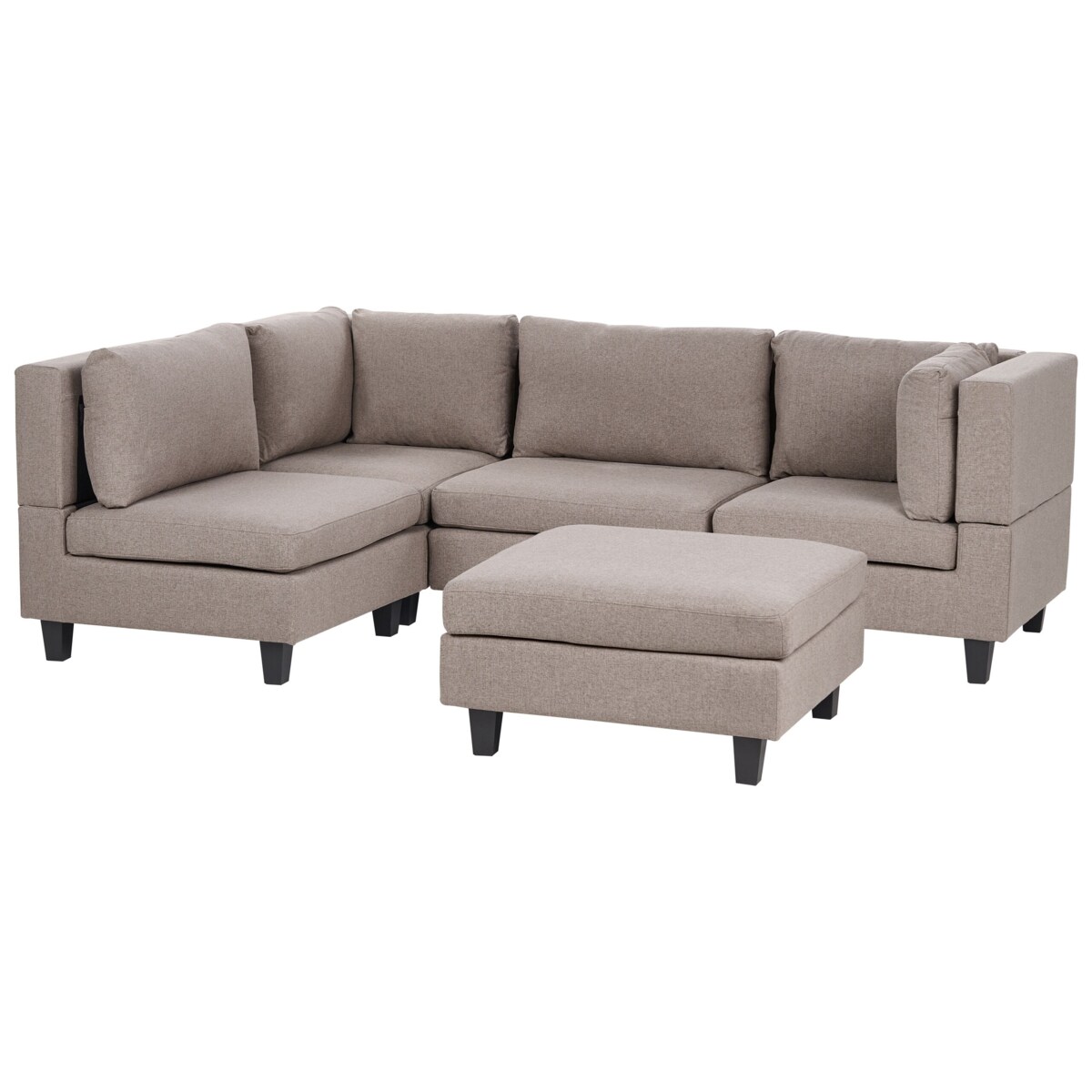 Tapicerowany prawostronny narożnik modułowy 4-osobowy z otomaną brązowy UNSTAD