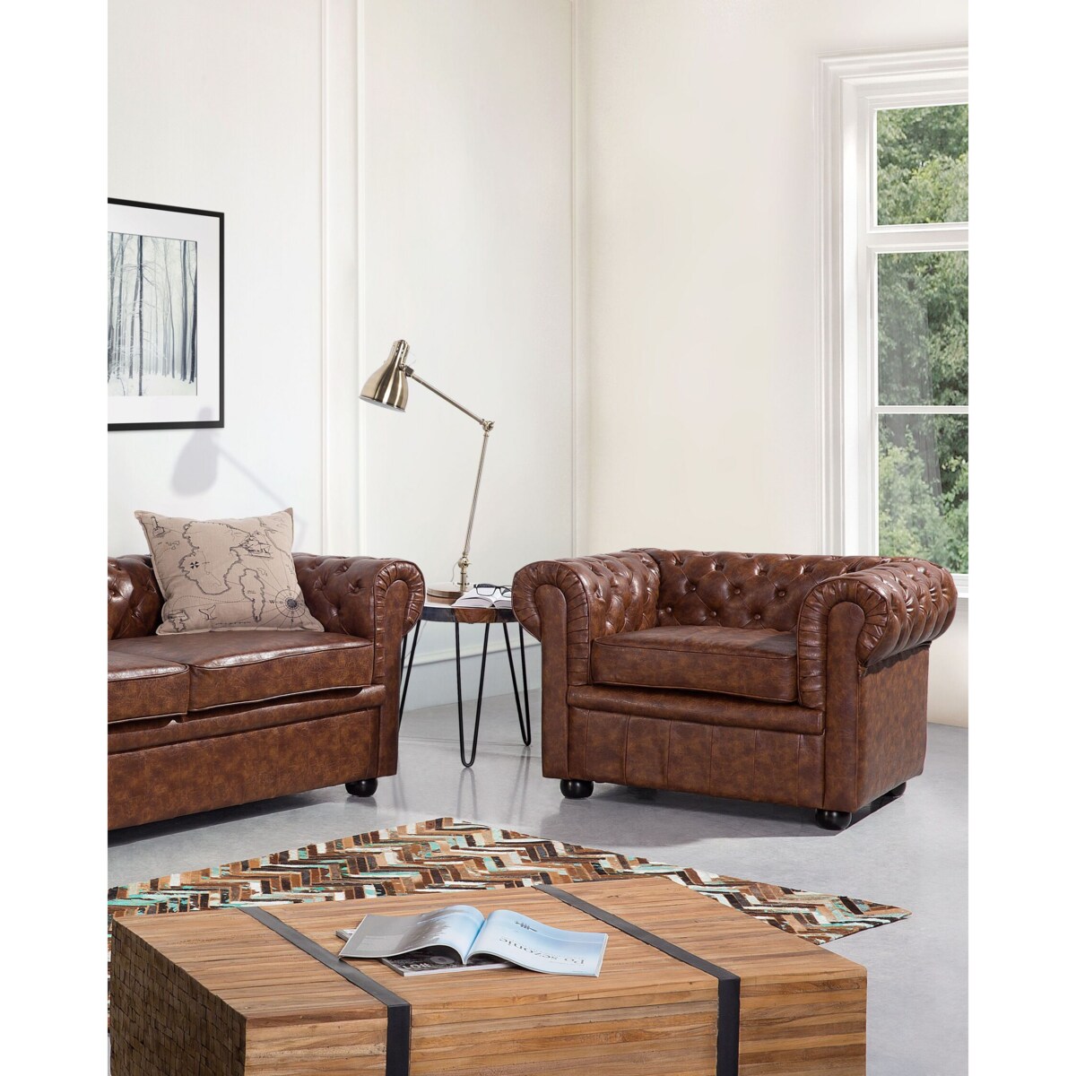 Fotel ekoskóra złoty brąz CHESTERFIELD