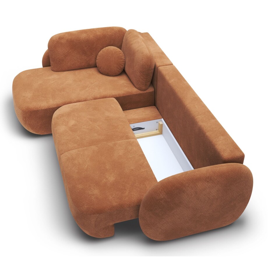 Nowoczesny Narożnik rozkładany OLIVIO II, lewy, pomarańczowy