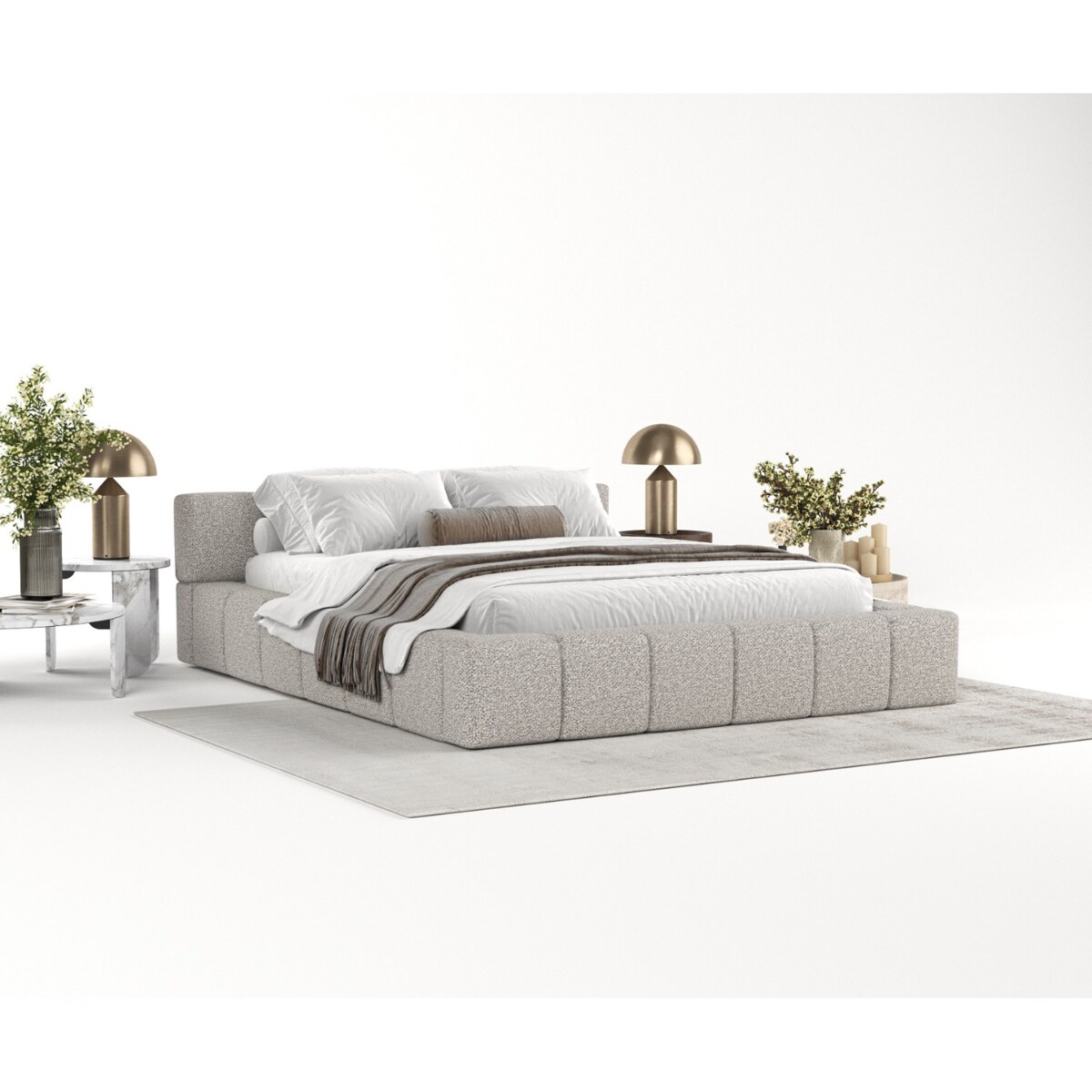 Łóżko tapicerowane MILOS 160x200 z pojemnikiem, Szary, tkanina Bubble 06