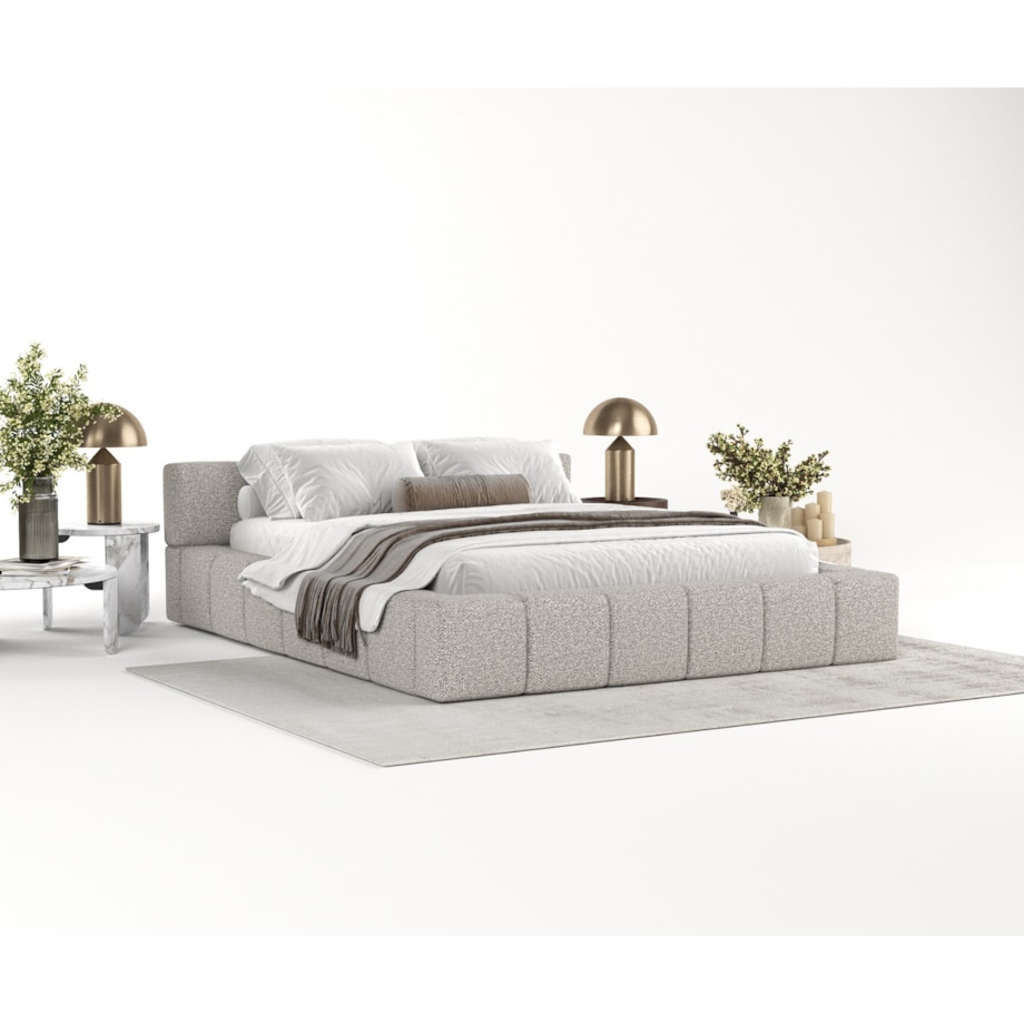 Łóżko tapicerowane MILOS 160x200 z pojemnikiem, Szary, tkanina Bubble 06