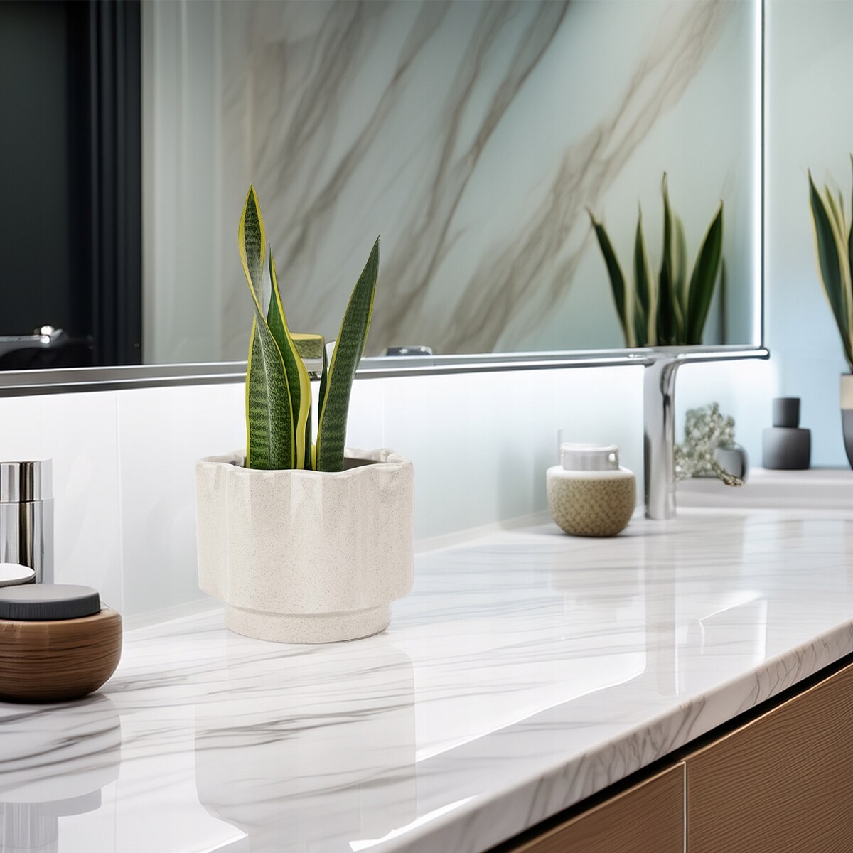 DONICZKA CERAMICZNA BIAŁA na balkon taras kwiaty do fikusa 13cm połysk