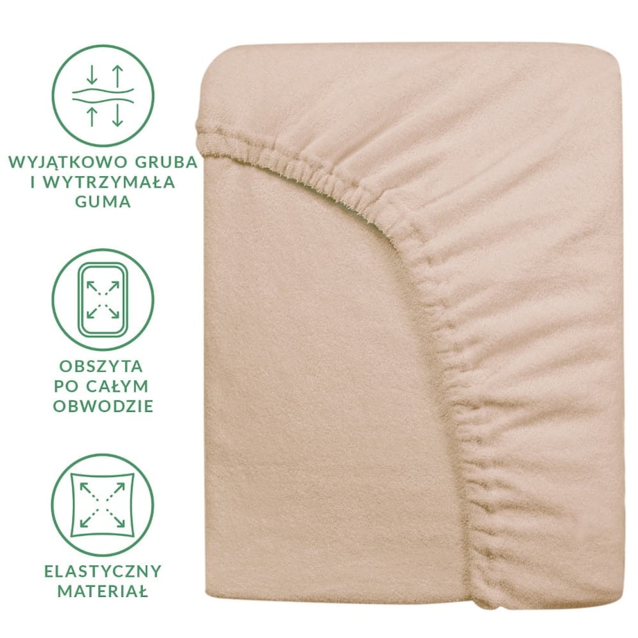 Prześcieradło z bawełny frotte z gumką 120x200 kolor beż