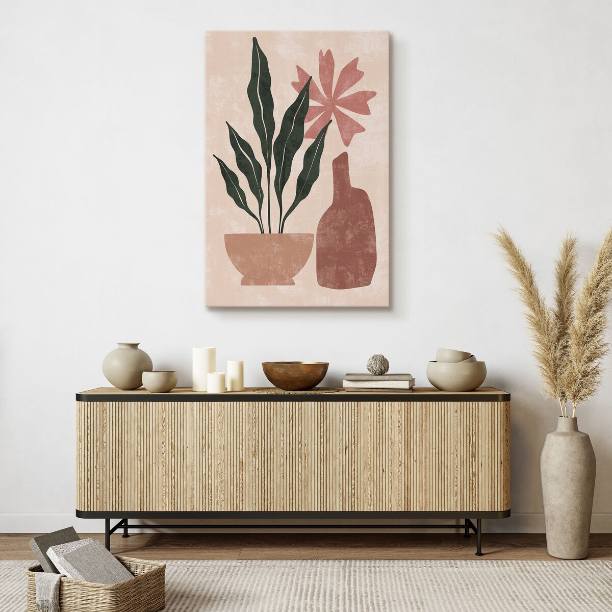 Obraz Palma W Doniczce W Sty;u Boho 30x40cm