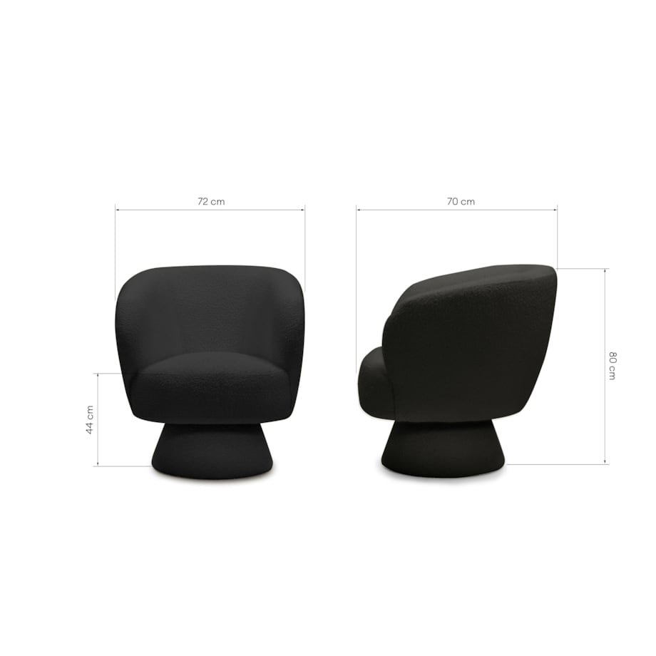 Fotel obrotowy czarny bouclé Nalf