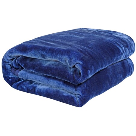 Koc Narzuta 160X200 Cm Na Łóżko Miękki Gruby Ciepły Akrylowy Granatowy