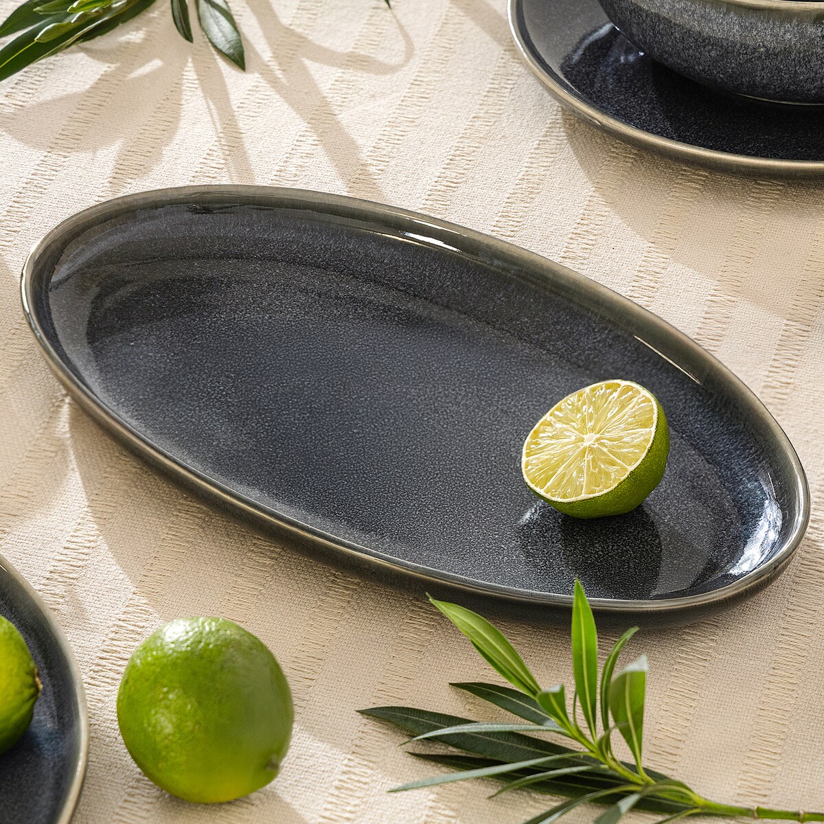 EDA Zestaw półmisków (2 szt.), niebieski/szary/beżowy