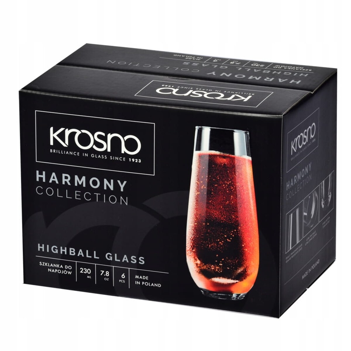 Szklanki do Napojów Wina musującego Harmony Krosno 6 x 230 ml Cienkie Zwężane
