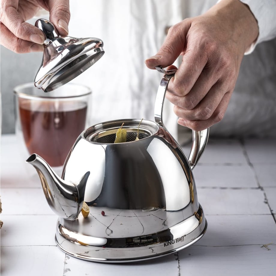 Czajnik czajniczek zaparzacz do herbaty i ziół 1.0L srebrny KINGHOFF