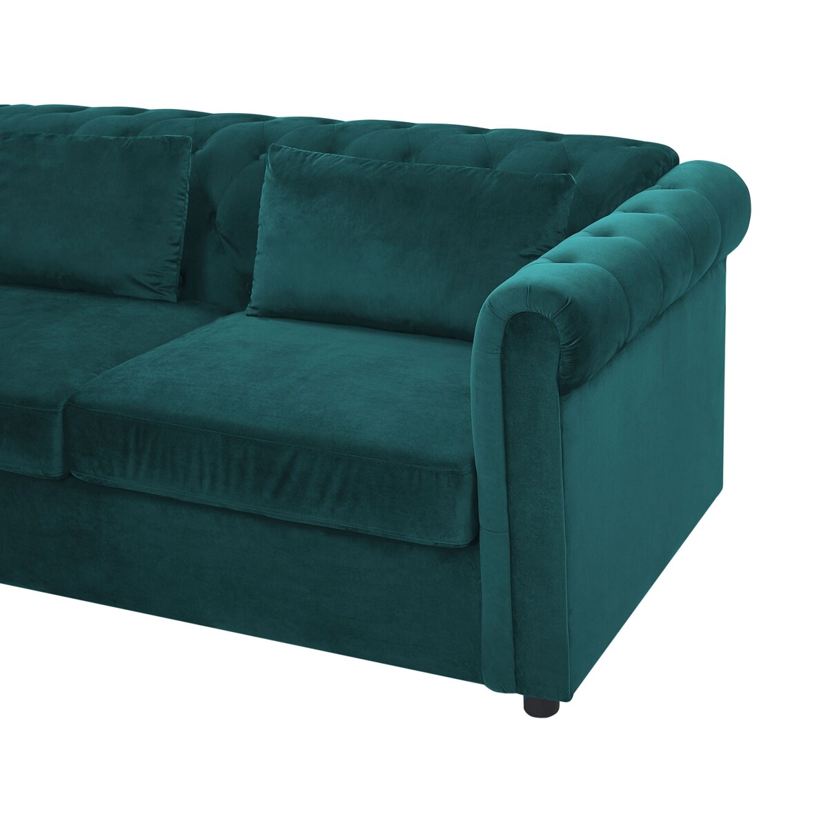 Sofa rozkładana welurowa zielona CHESTERFIELD