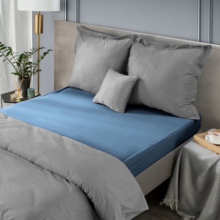 Prześcieradło z Gumką Satynowe 180 x 200 granatowe