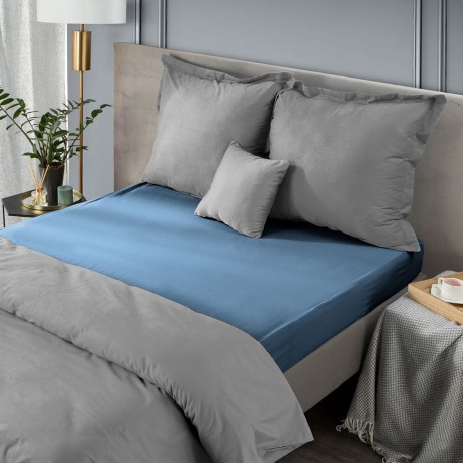 Prześcieradło z Gumką Satynowe 180 x 200 granatowe