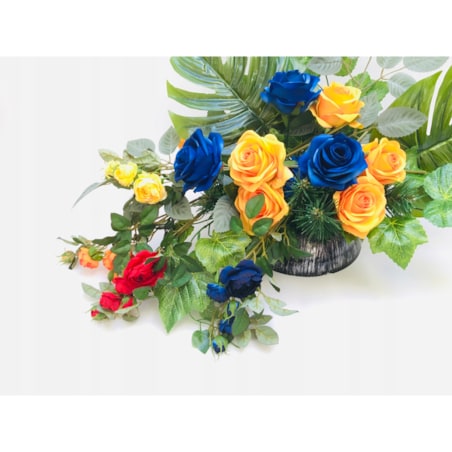 GAŁĄZKA RÓŻA pomarańczowa stroika bukietu sztuczna wiązanka pączki liście