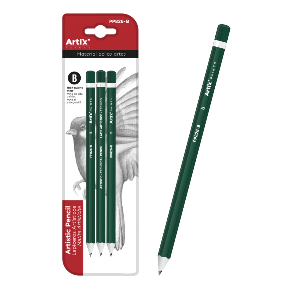 Ołówek B do szkicowania PP826-B Artix 3 szt.