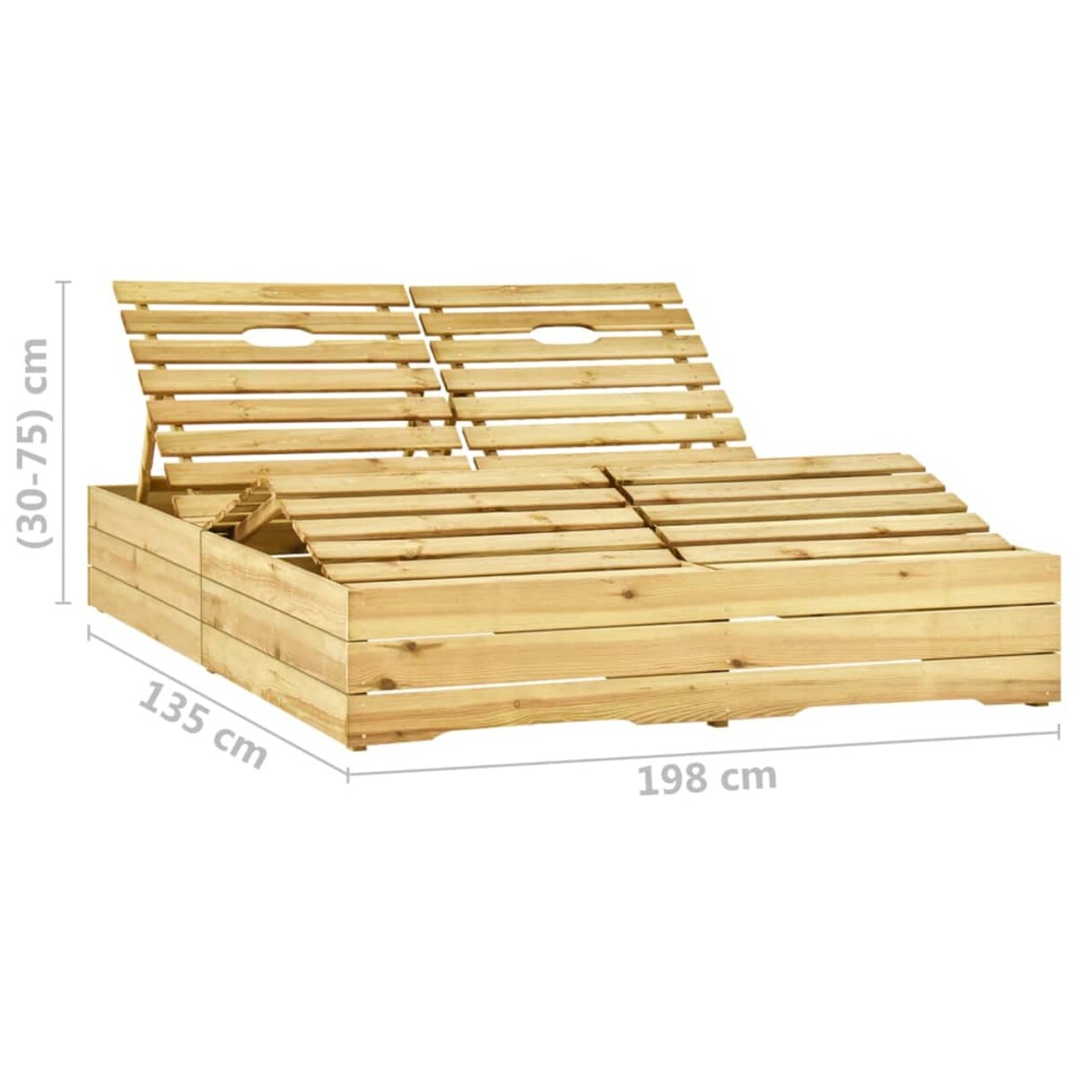 vidaXL Podwójny leżak z czerwonymi poduszkami, impregnowana sosna