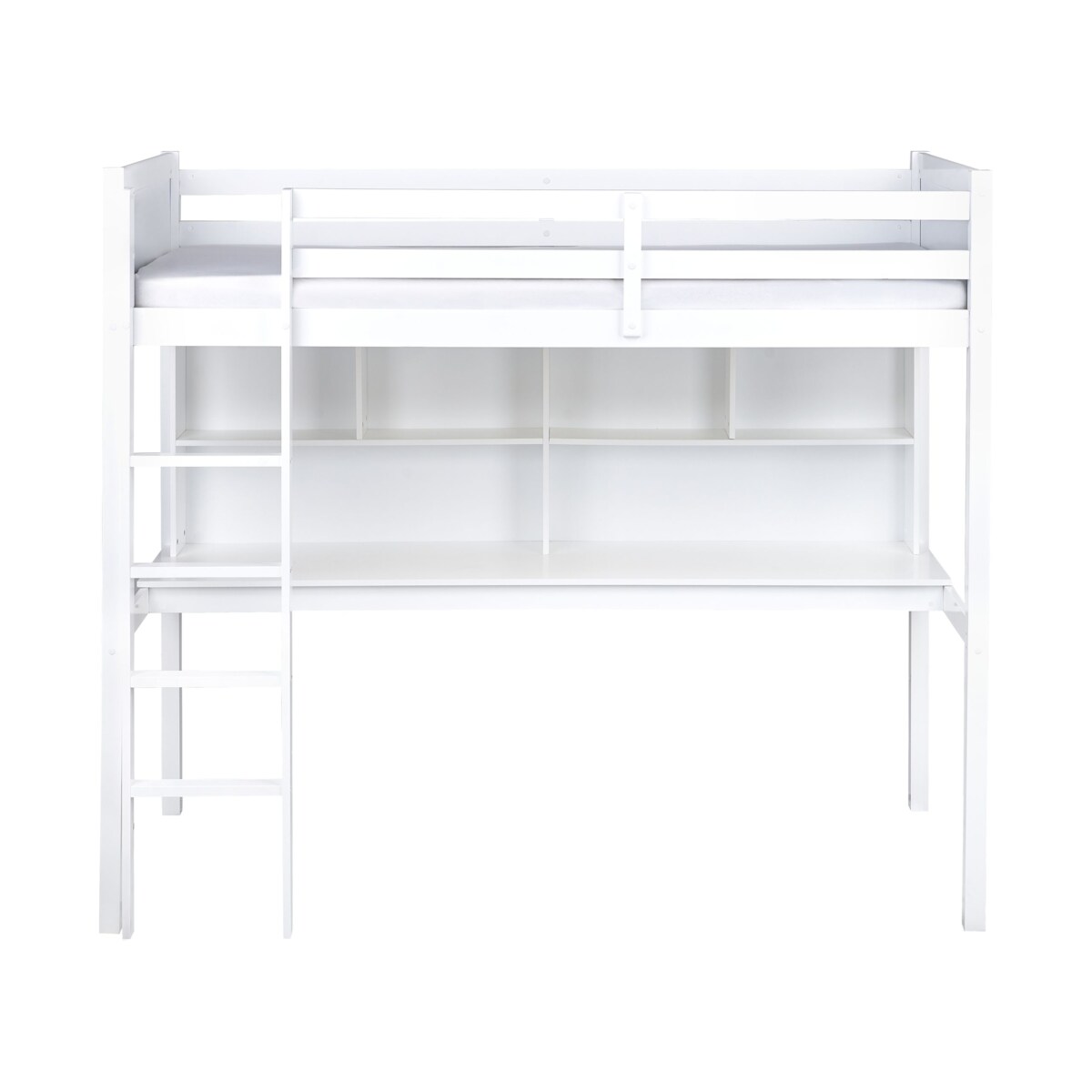 Łóżko na antresoli z biurkiem Drewno sosnowe FOUCAMONT 90 x 200 cm Biały