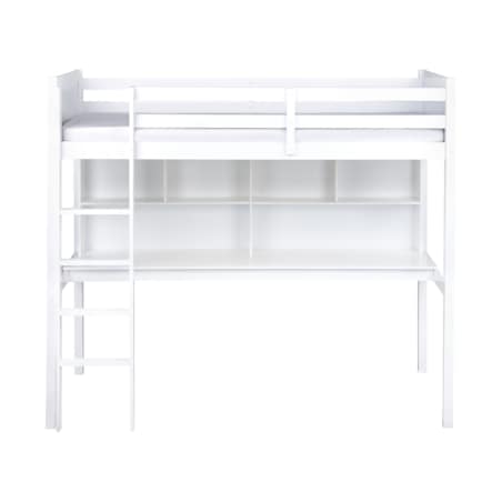 Łóżko na antresoli z biurkiem Drewno sosnowe FOUCAMONT 90 x 200 cm Biały