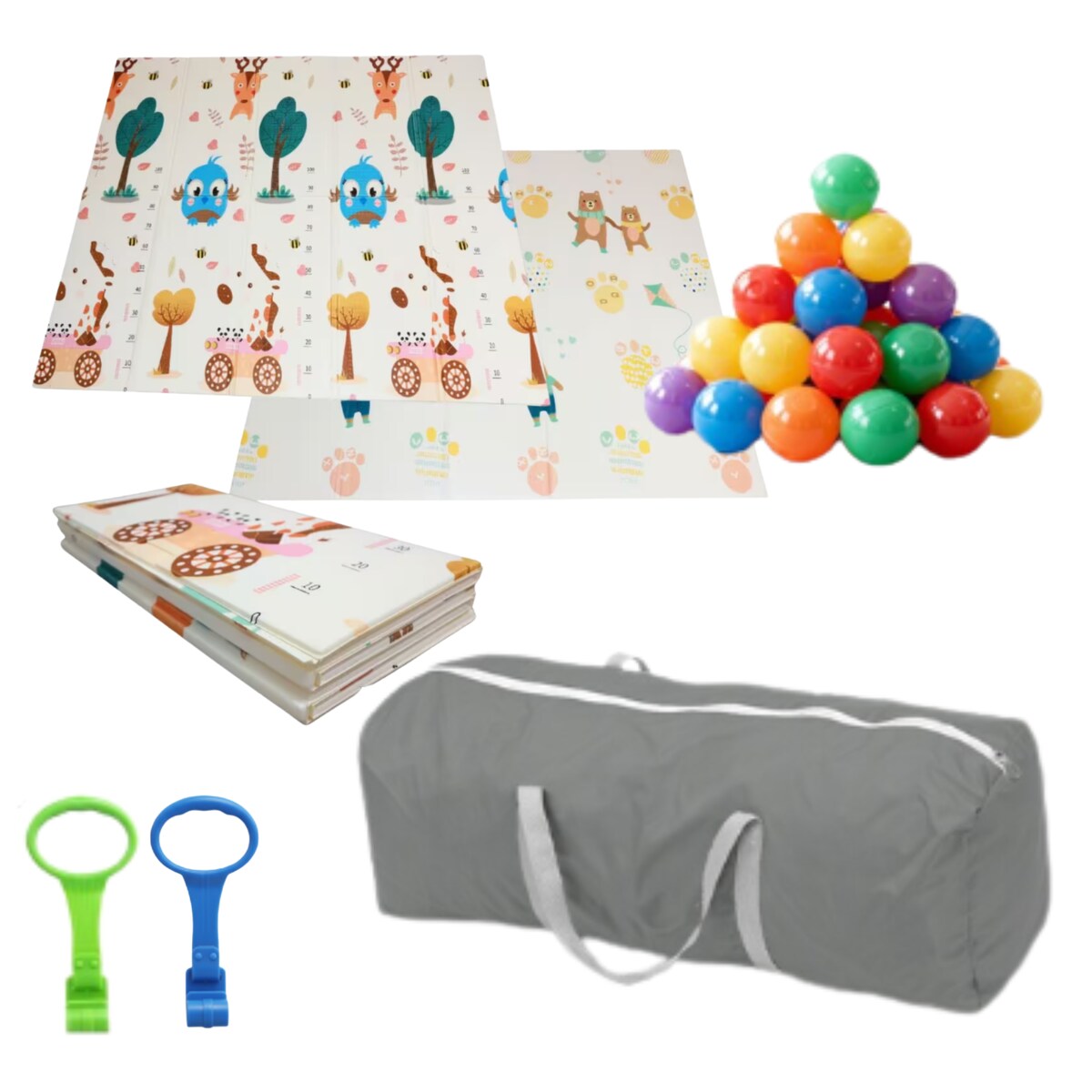 Kojec dla dziecka 126x126 cm suchy basen mata dwustronna + piłki + torba