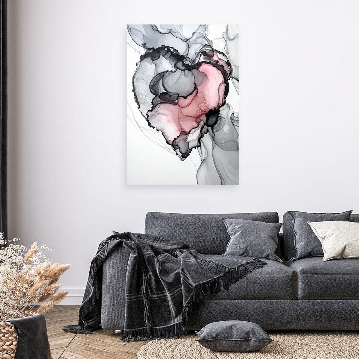Obraz atramentowy do sypialni salonu, Czerwone serce abstrakcja 60x90